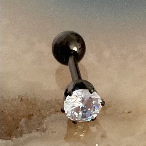 Gunmetal barbell earring cartilage tragus helix nose ring stud conch NEW - Picture 6 of 12